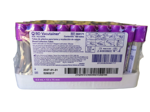 TUBO VACUTAINER LILA 4.0 ML C/100