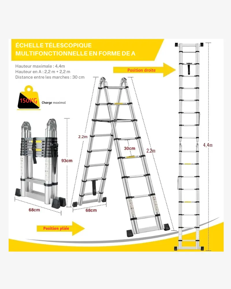 Échelle télescopique 4,4 m 