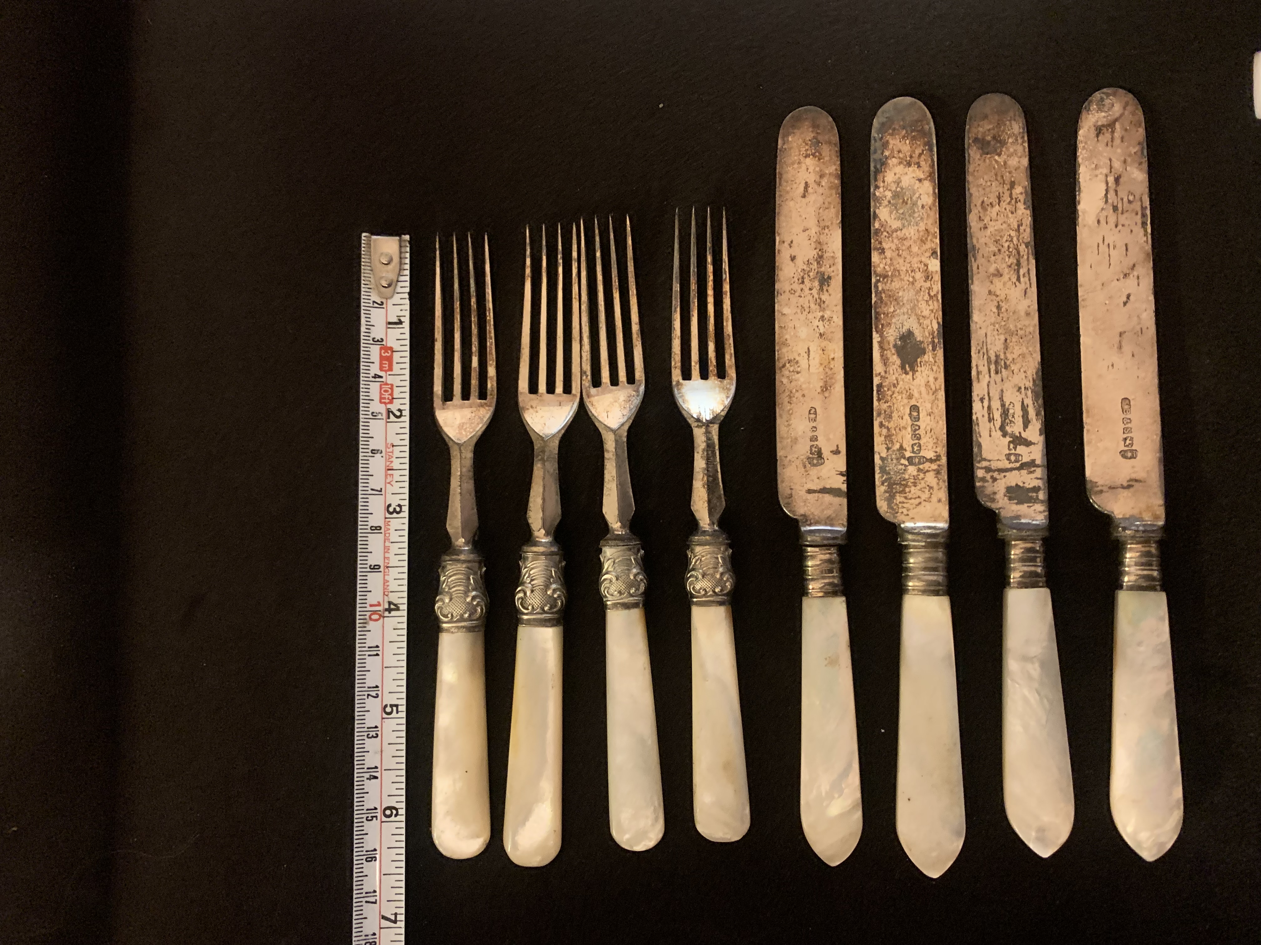 Victorian Silver‑Mounted Mother‑of‑Pearl Fruit Knife and Fork Set, George Bowen, London