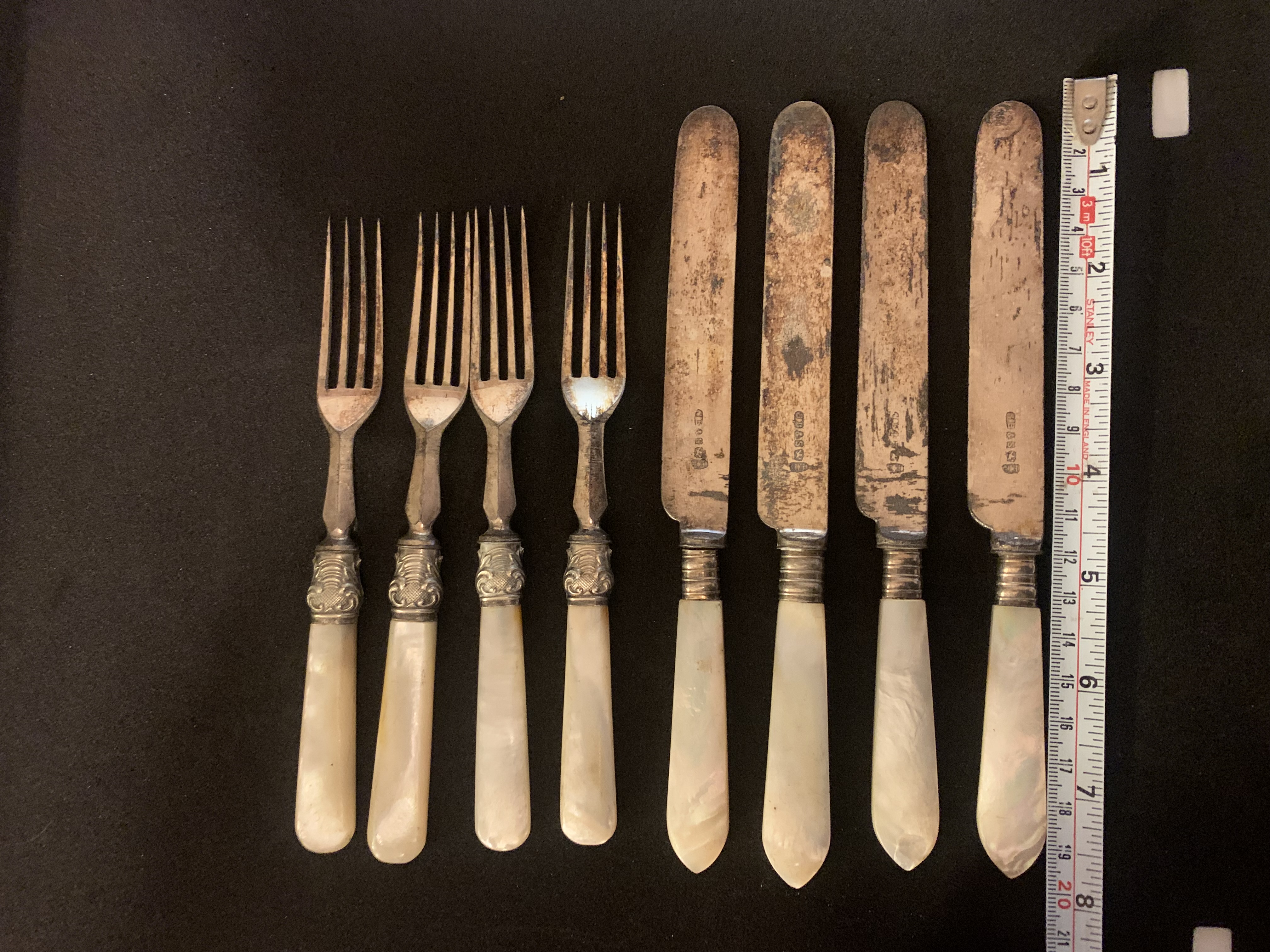Victorian Silver‑Mounted Mother‑of‑Pearl Fruit Knife and Fork Set, George Bowen, London