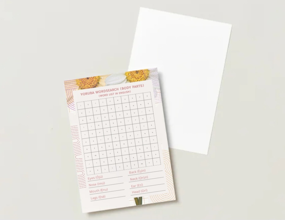 Yoruba Body Parts Word Search