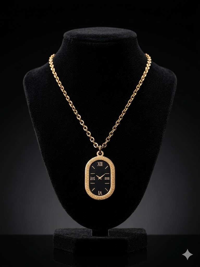 Elegant Clock Pendant Necklace
