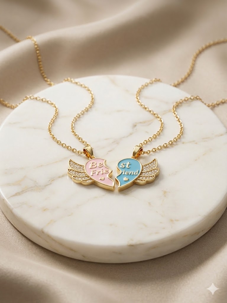 Best Friend Winged Pendant Necklace Set