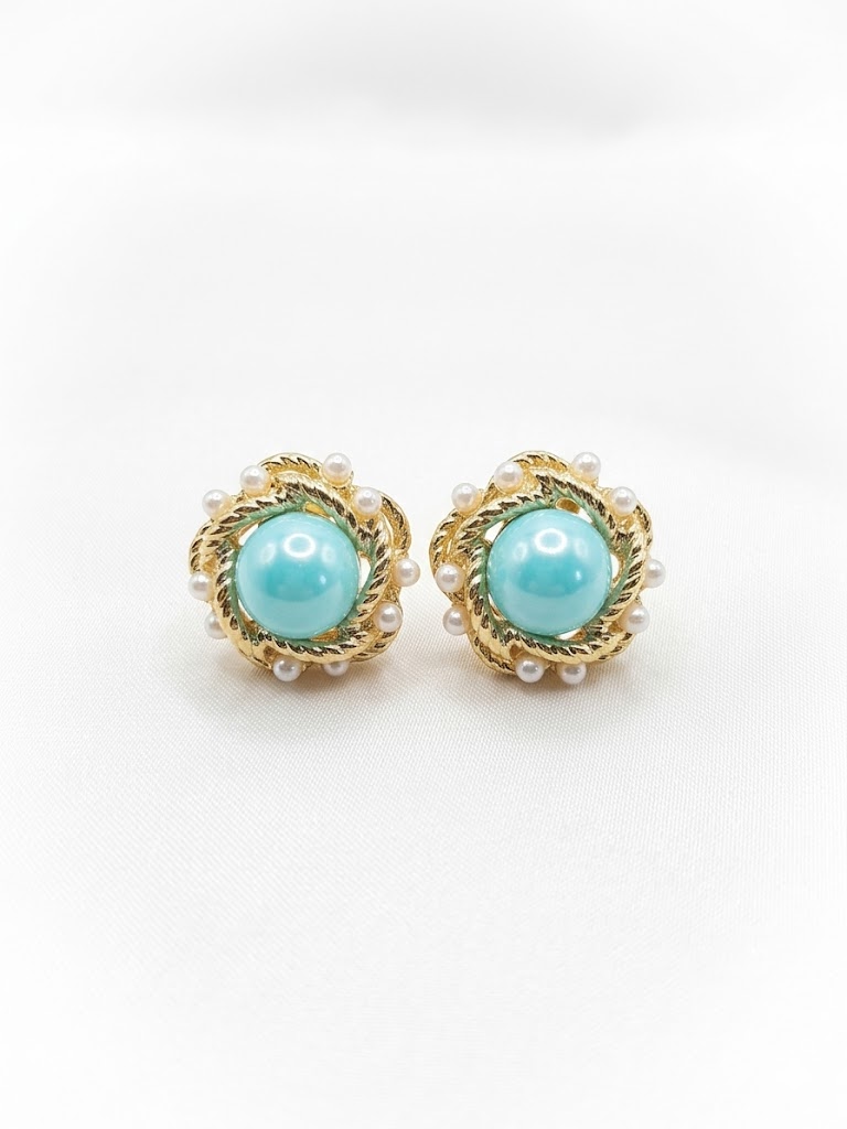 Blue Pearl Stud Earrings