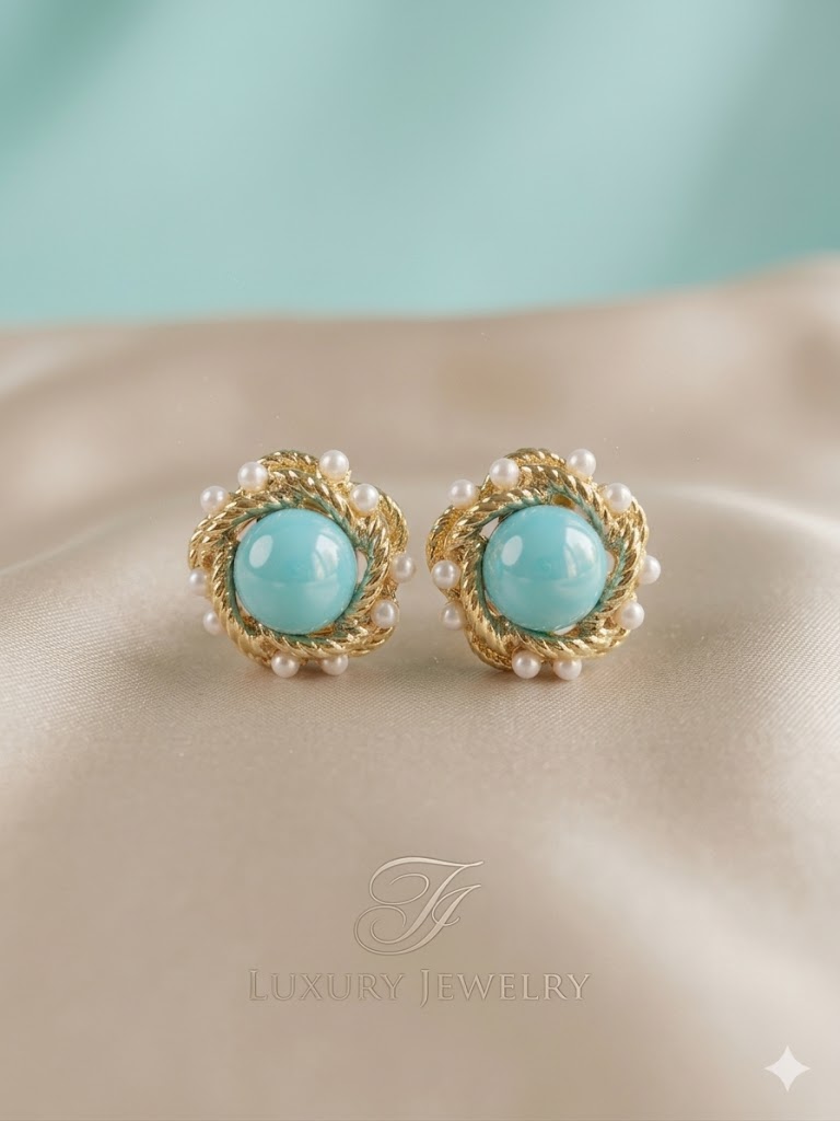 Blue Pearl Stud Earrings