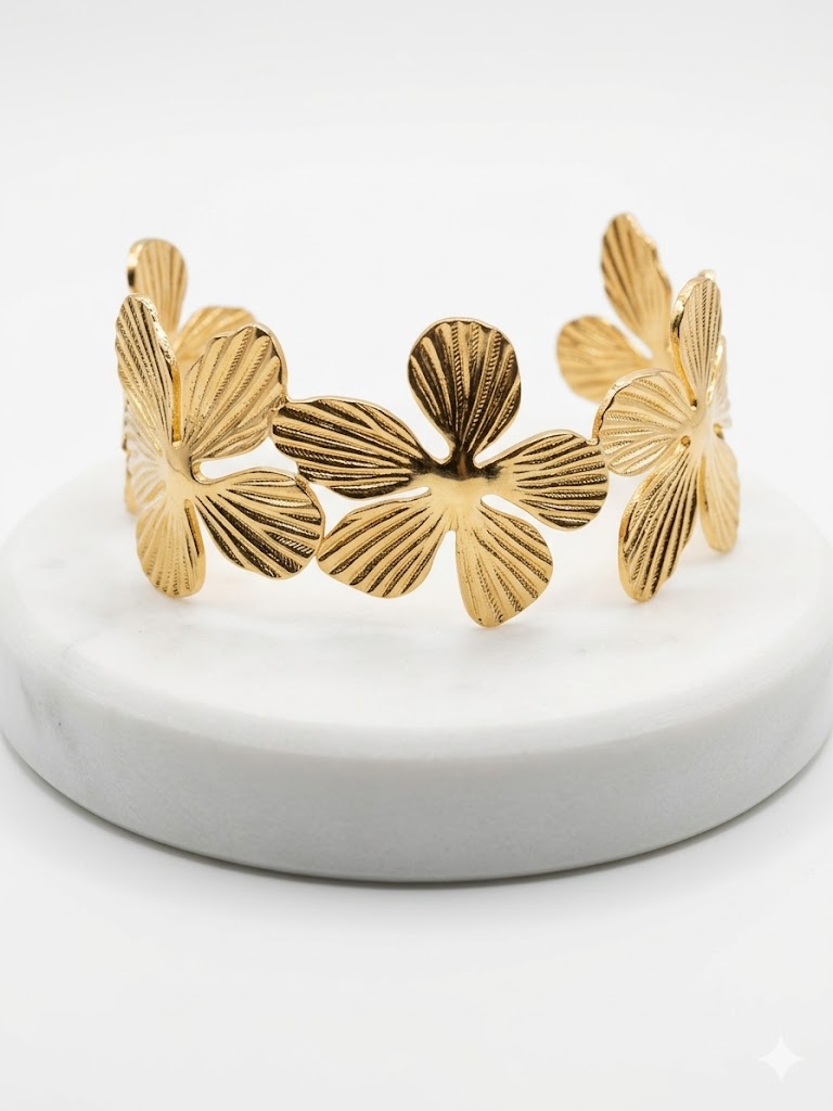 Floral Gold Cuff Bracelet