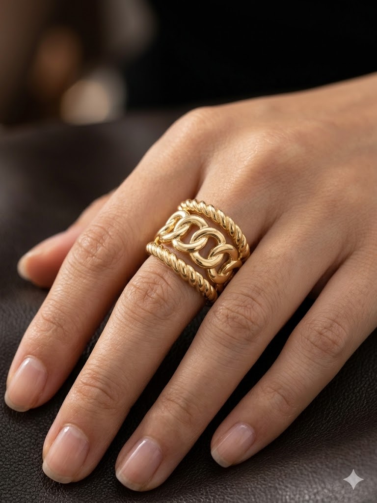 Bold Chain Gold Ring