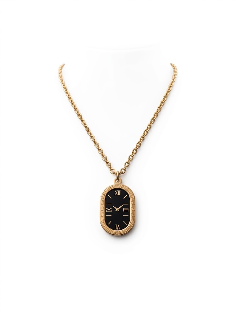 Elegant Clock Pendant Necklace