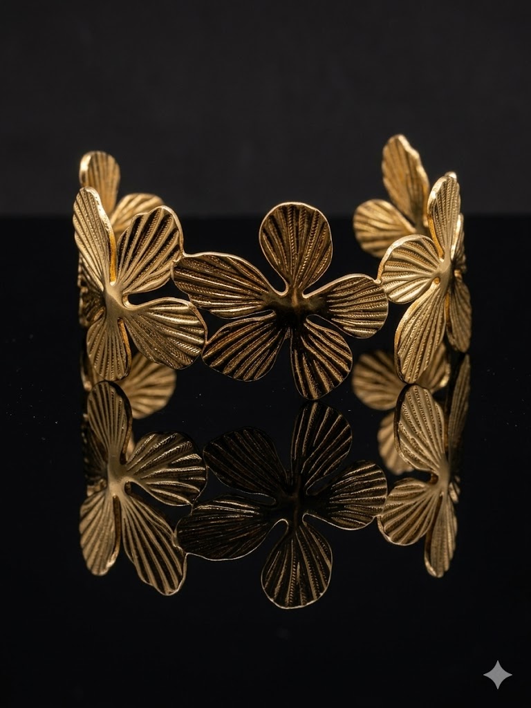 Floral Gold Cuff Bracelet