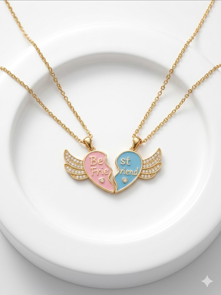 Best Friend Winged Pendant Necklace Set