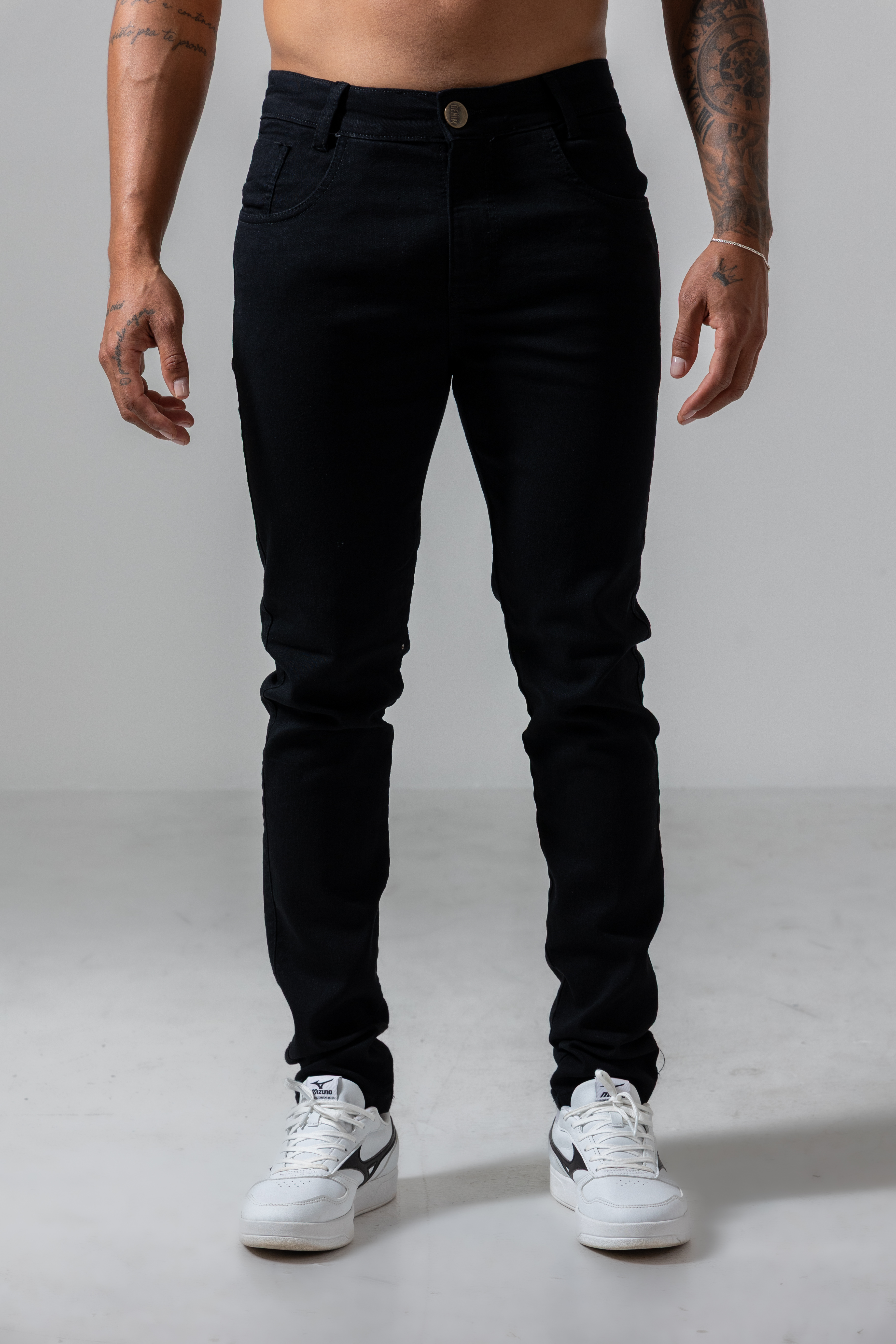 Calça Jeans C/Lycra Preta Básica Skinny