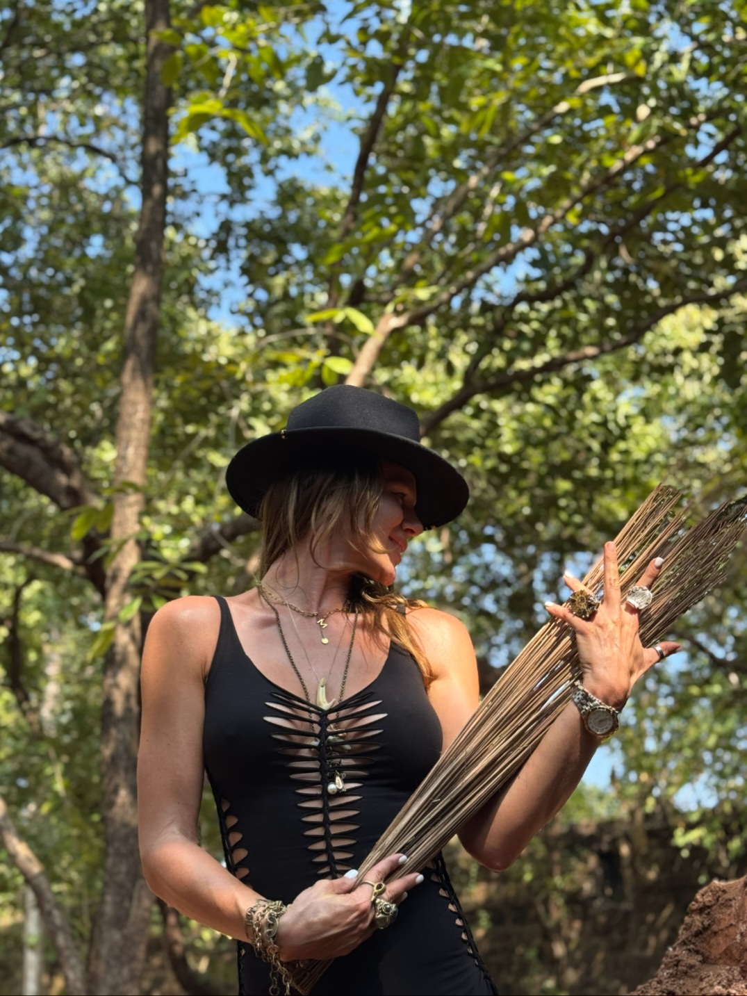 Black Burning Man Cut Out Dress