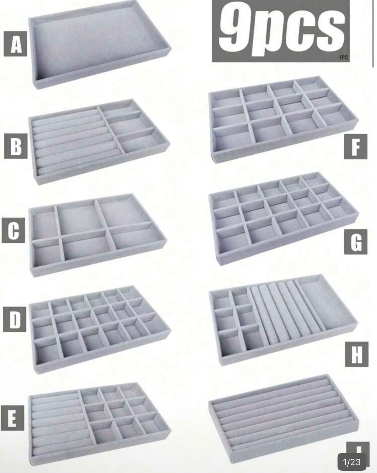 Drawer Organizer Tray Se9-In-1 Velvet Jewelry Tray, Drawer Storage Tray, Ring Box, Stackable Trays, Large Capacity Jewelry Organizer With Separate Compartments, Stackable Jewelry Display Holder t