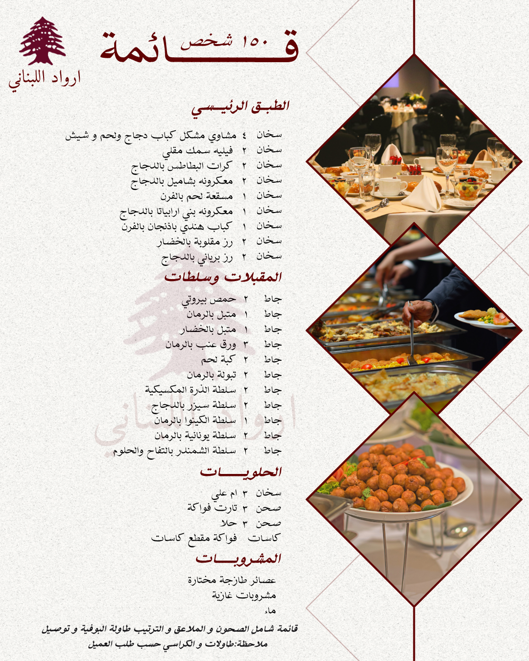 ‏تم تصميم هذه القائمة لعدد 150 شخص