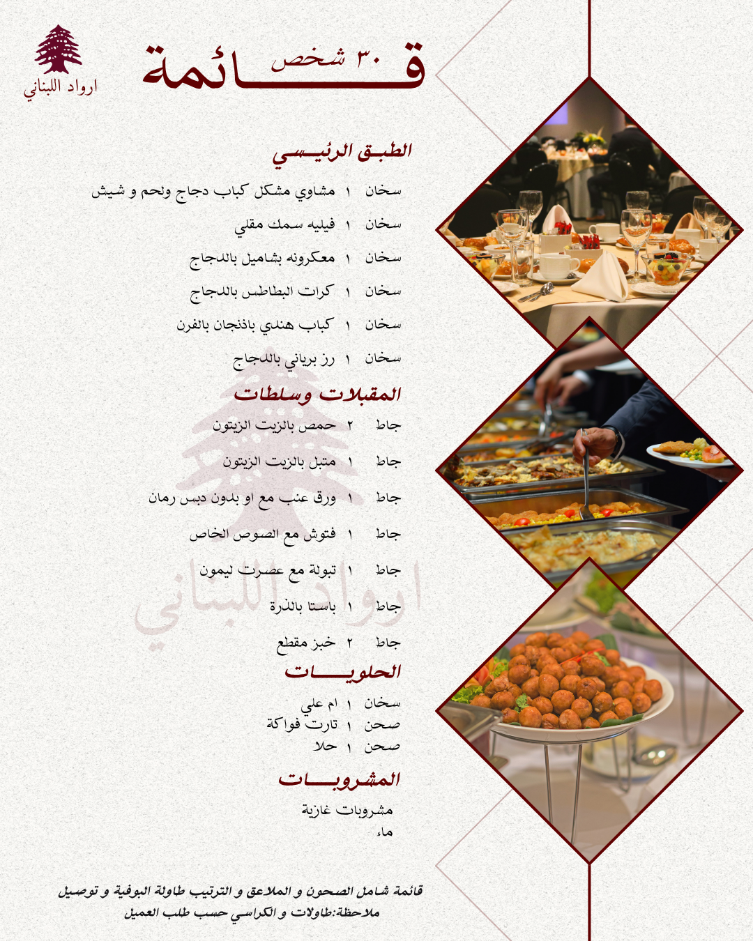 ‏تم تصميم هذه القائمة لعدد 30 شخص