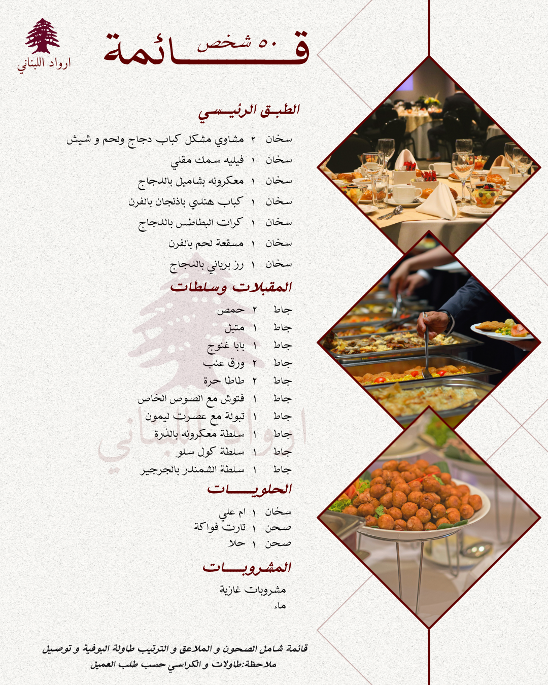 ‏تم تصميم هذه القائمة لعدد 55 شخص