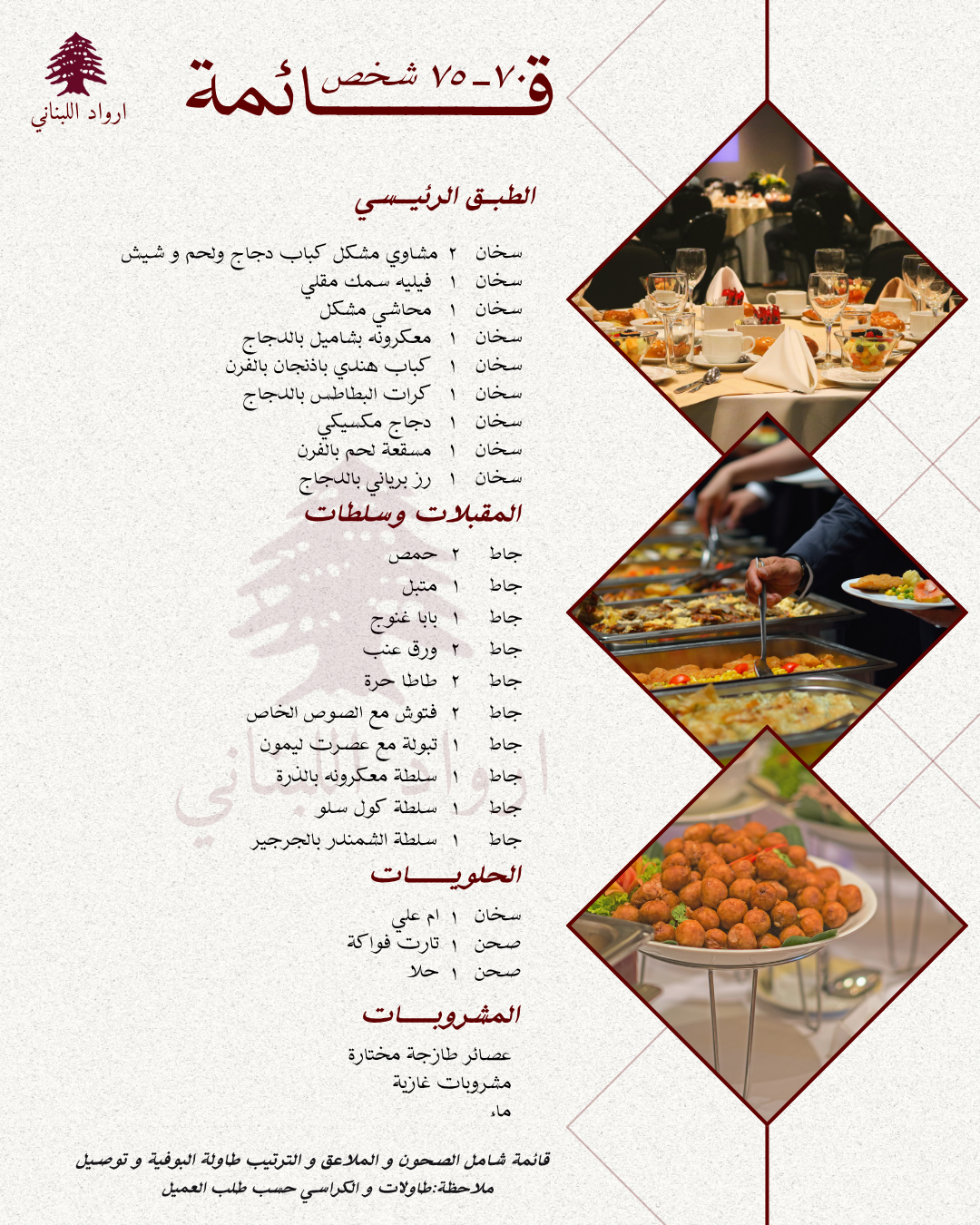 ‏تم تصميم هذه القائمة لعدد 70 شخص