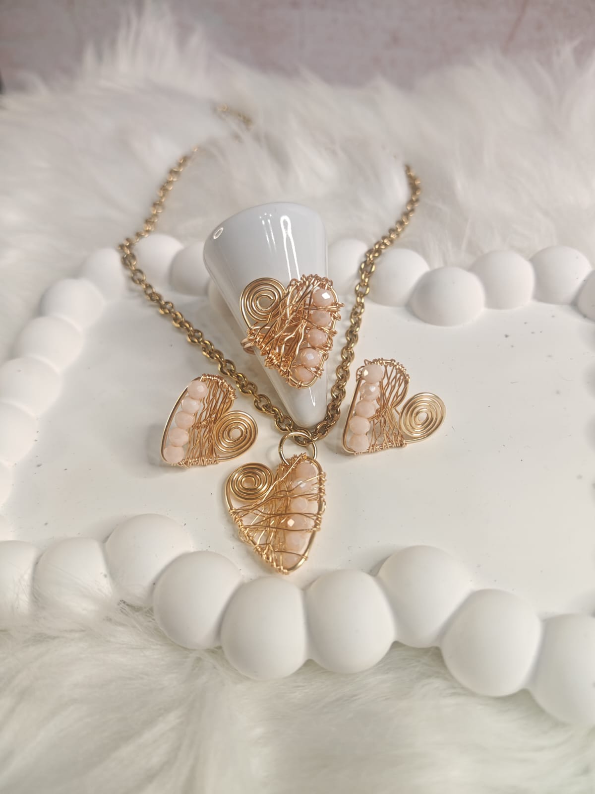 Set de joyería corazón dorado