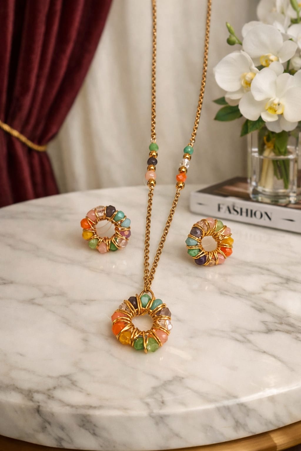 Juego de joyería multicolor