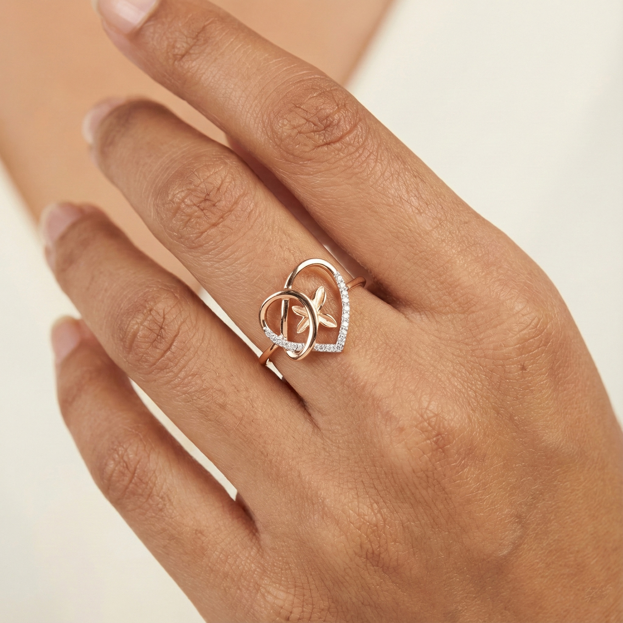 Heart Shaped Rose Gold Ring