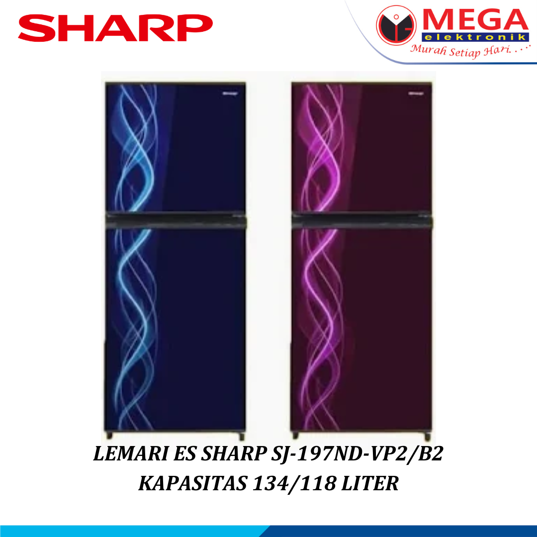 SHARP LEMARI ES 2 PINTU 172 LITER SJ-197ND-VP2/B2