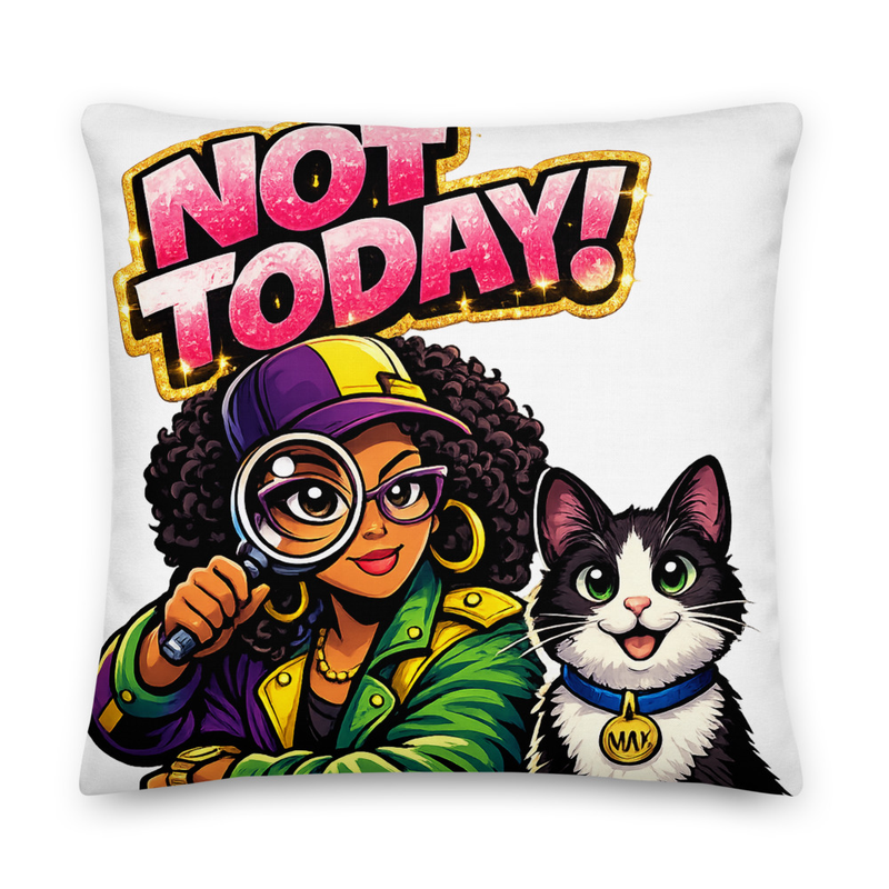 NOT TODAY PILLOW/FEATURING MY CAT MAX