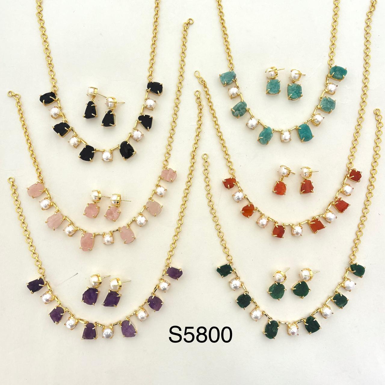 Colorful Gemstone Necklace & Earring Set