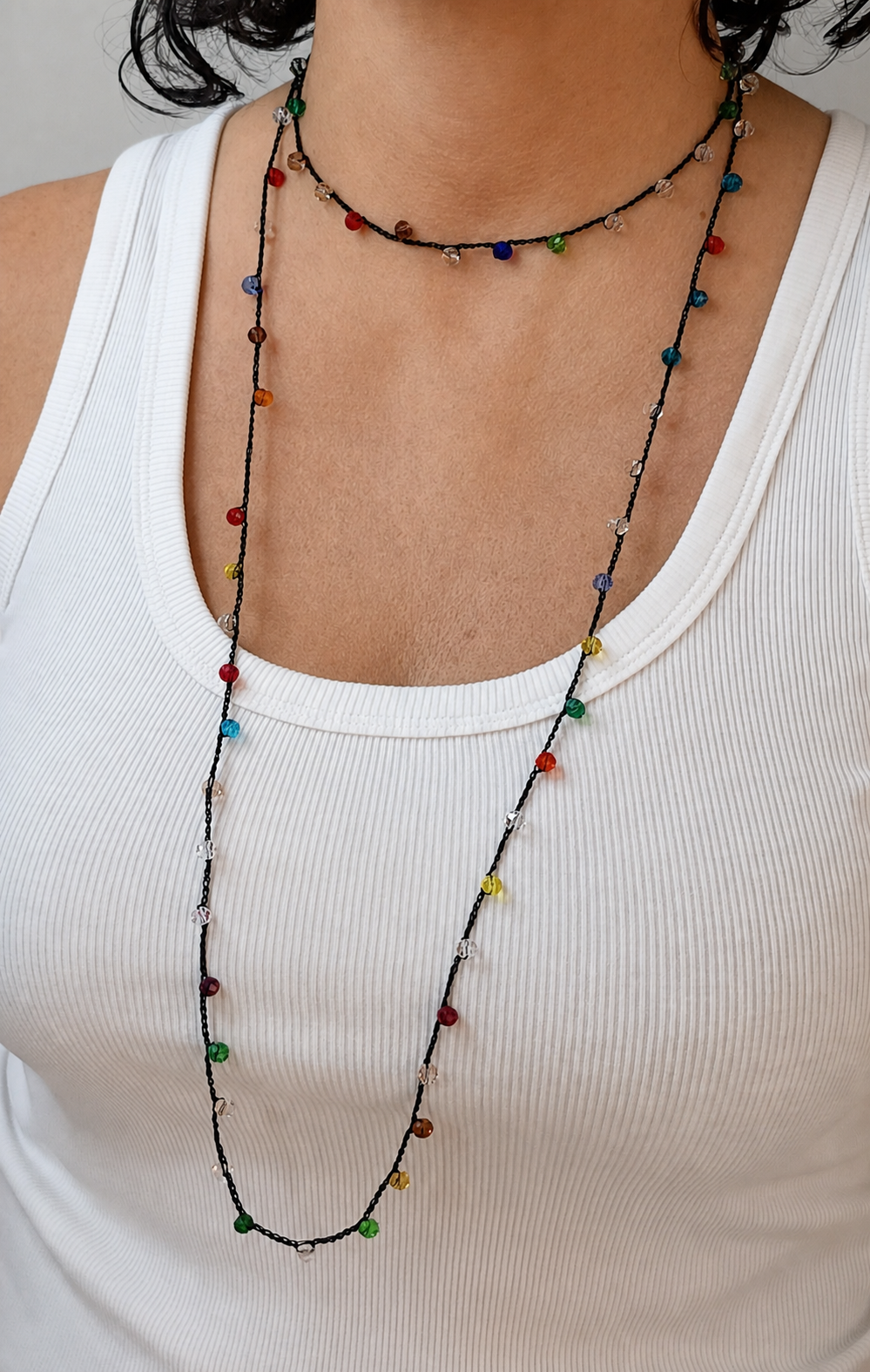 Collar largo doble multicolor