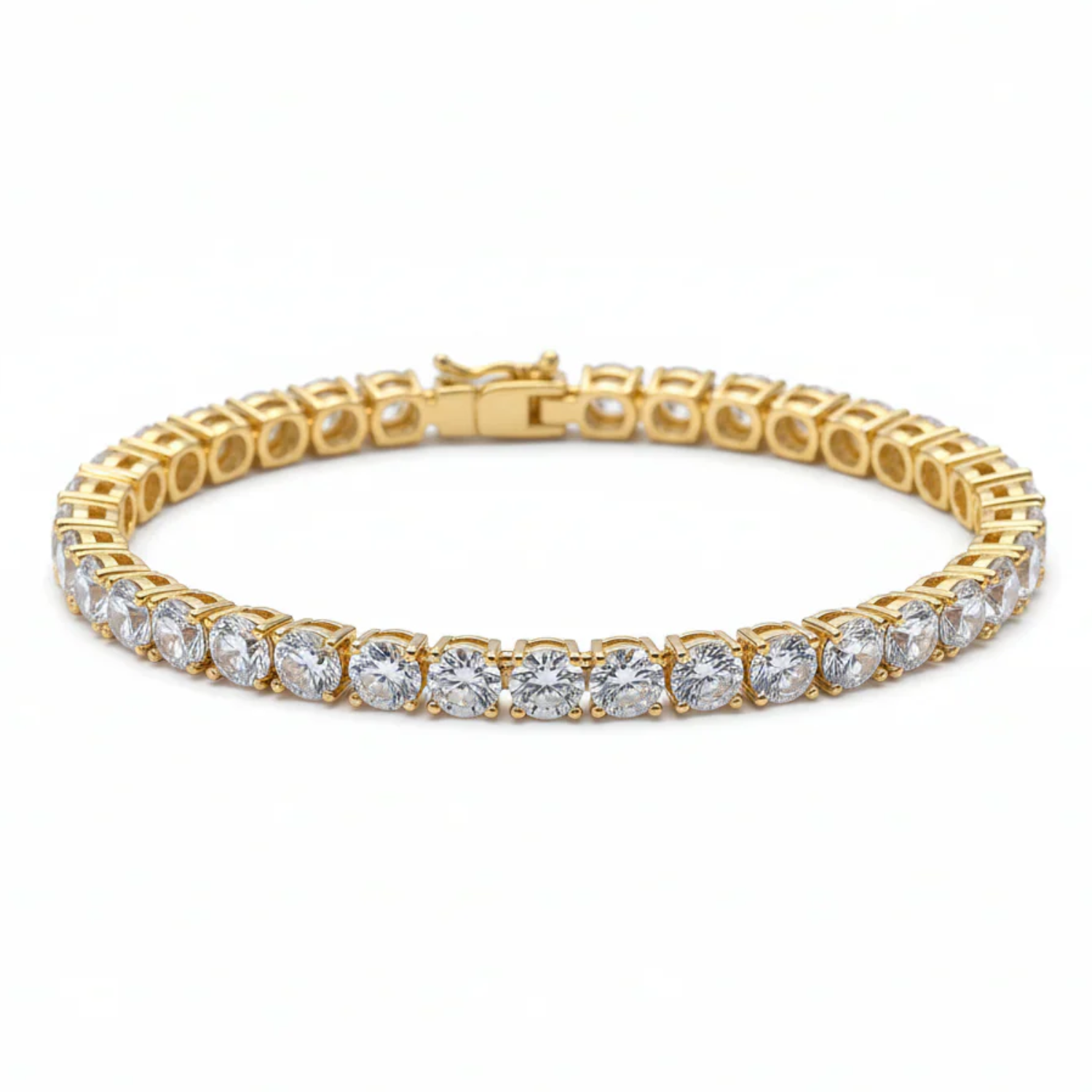 Pulsera tenis dorada con circonias