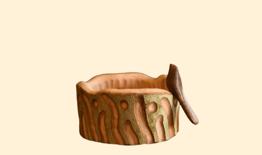 Wooden Bird-Themed Bowl