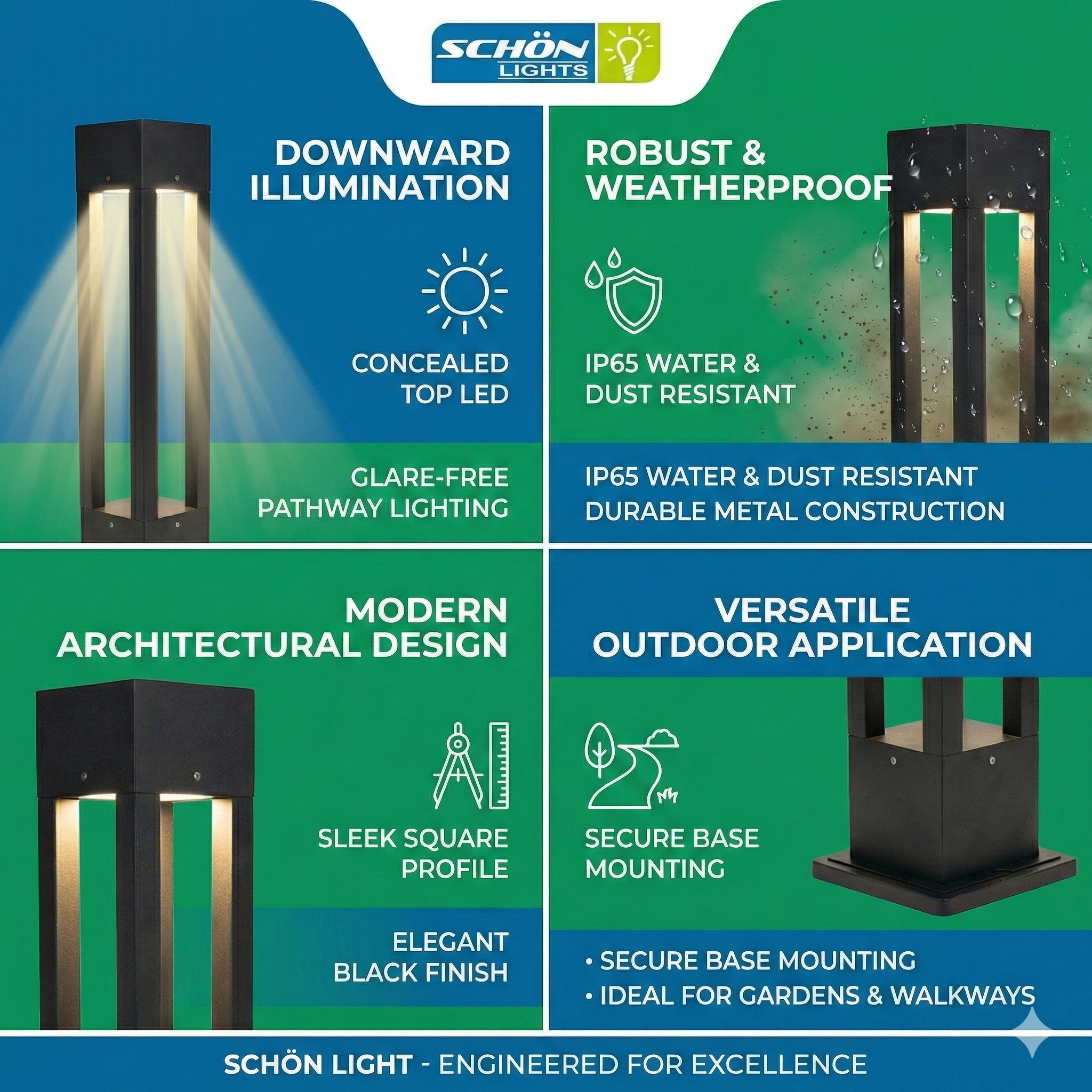 Schon LED Bollard Outdoor Pathway Light