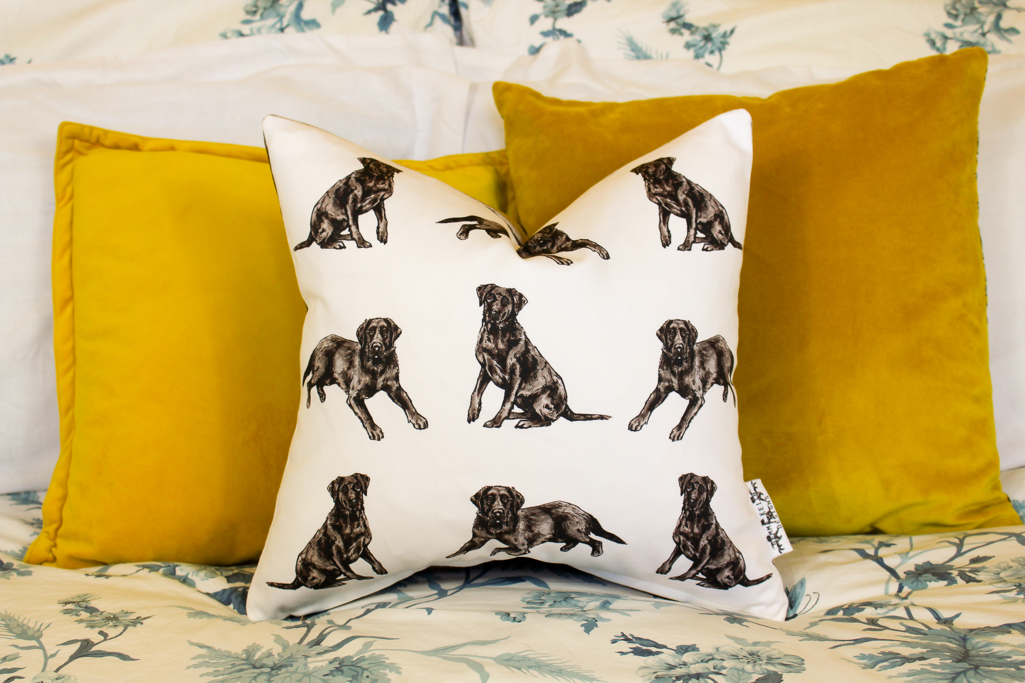 Black Labrador Dog Print Handmade Cushion