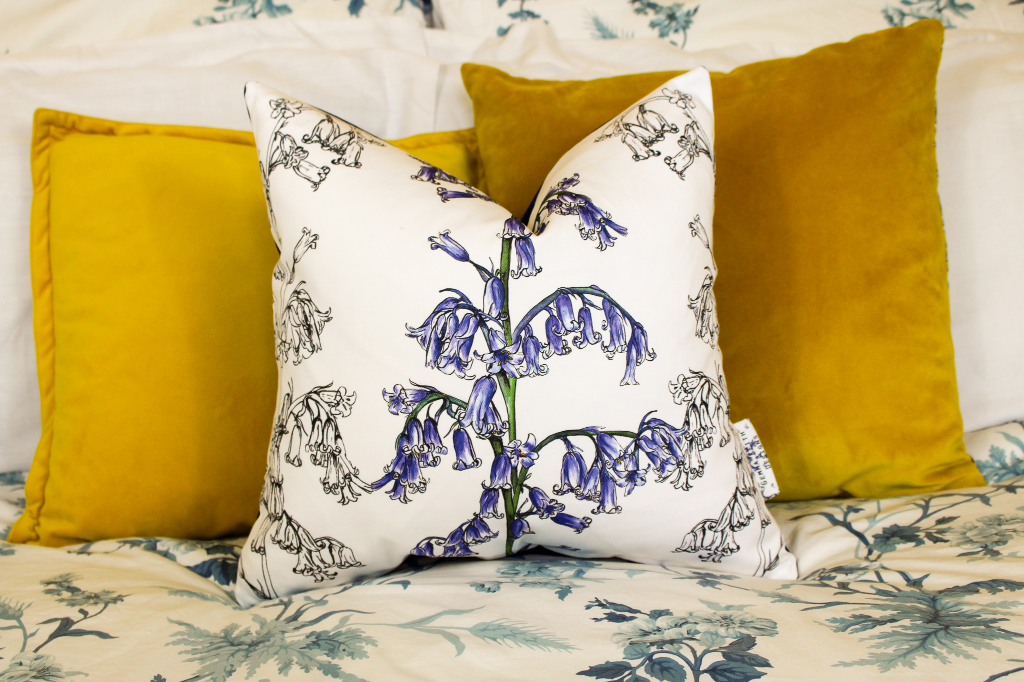 Bluebells Flower Print Handmade Cushion