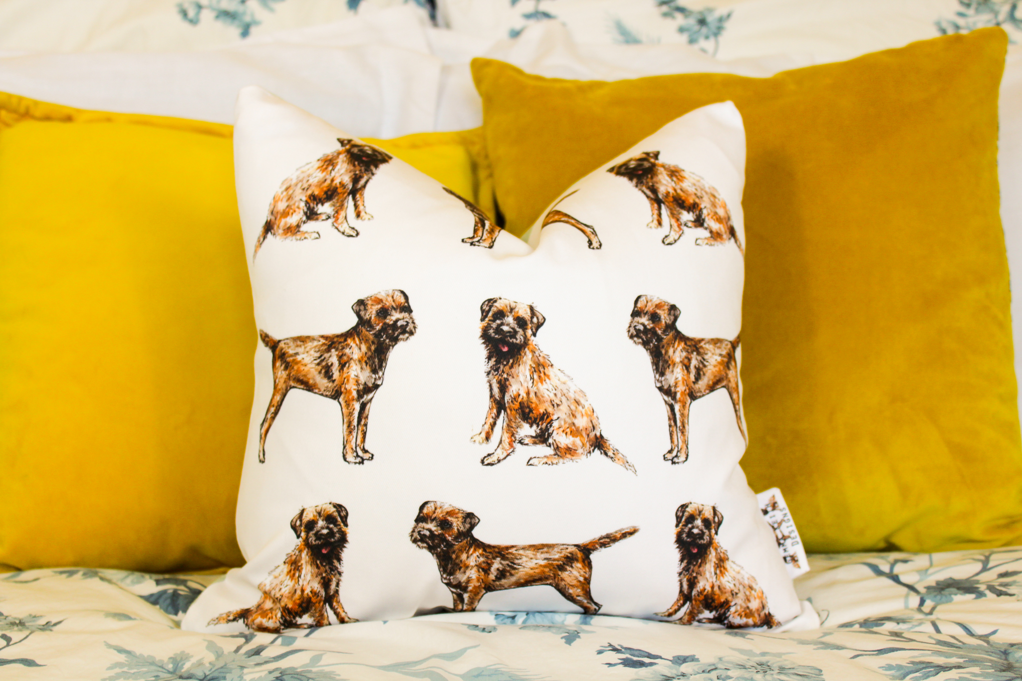  Border Terrier Dog Print Handmade Cushion