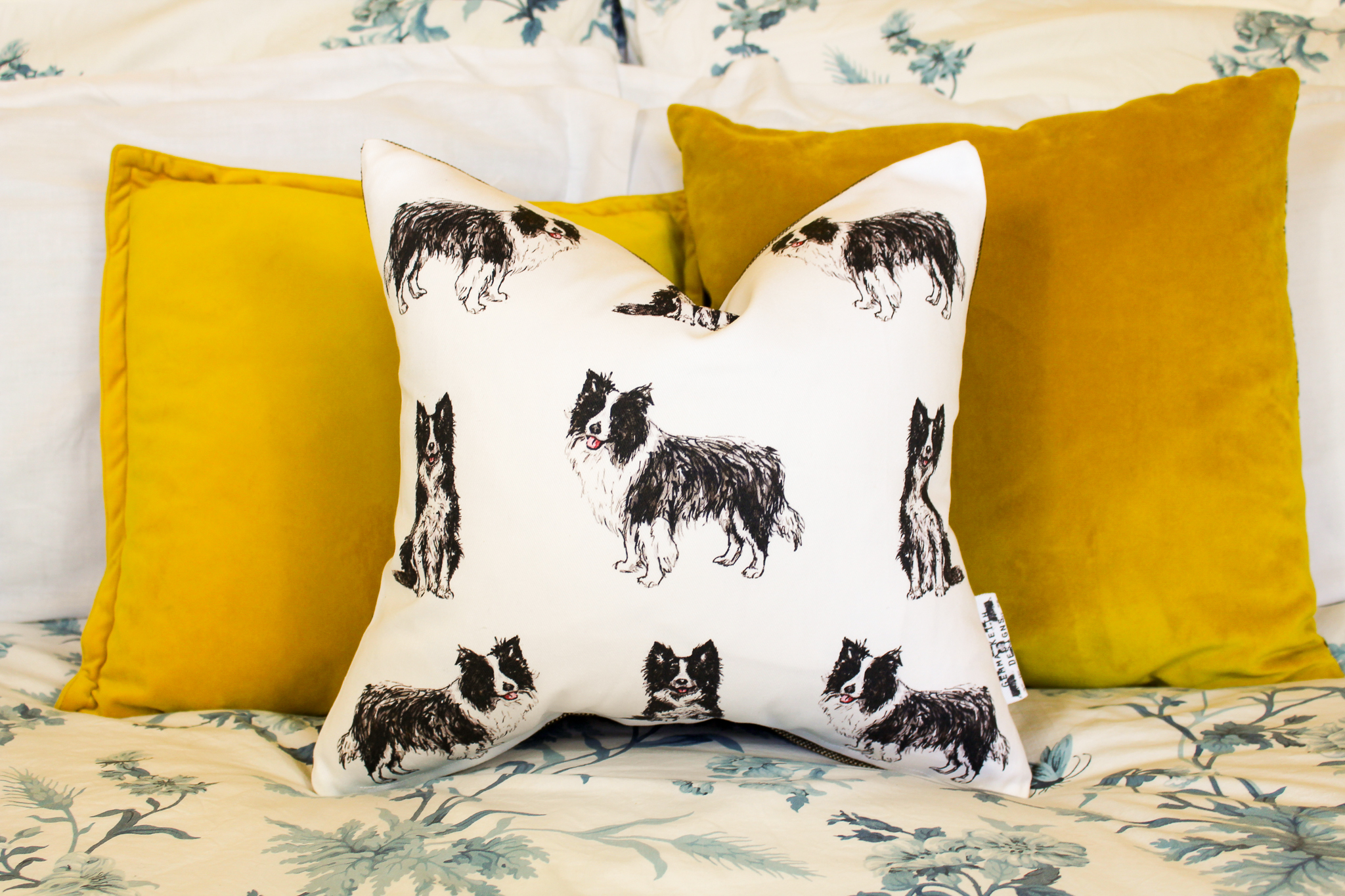Border Collie Dog Print Handmade Cushion