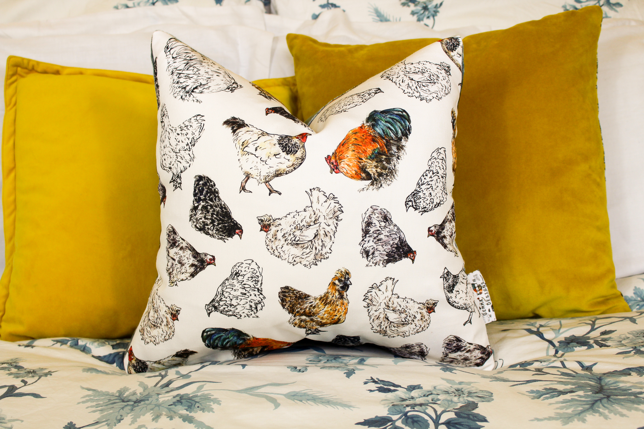 Chickens Print Handmade Cushion