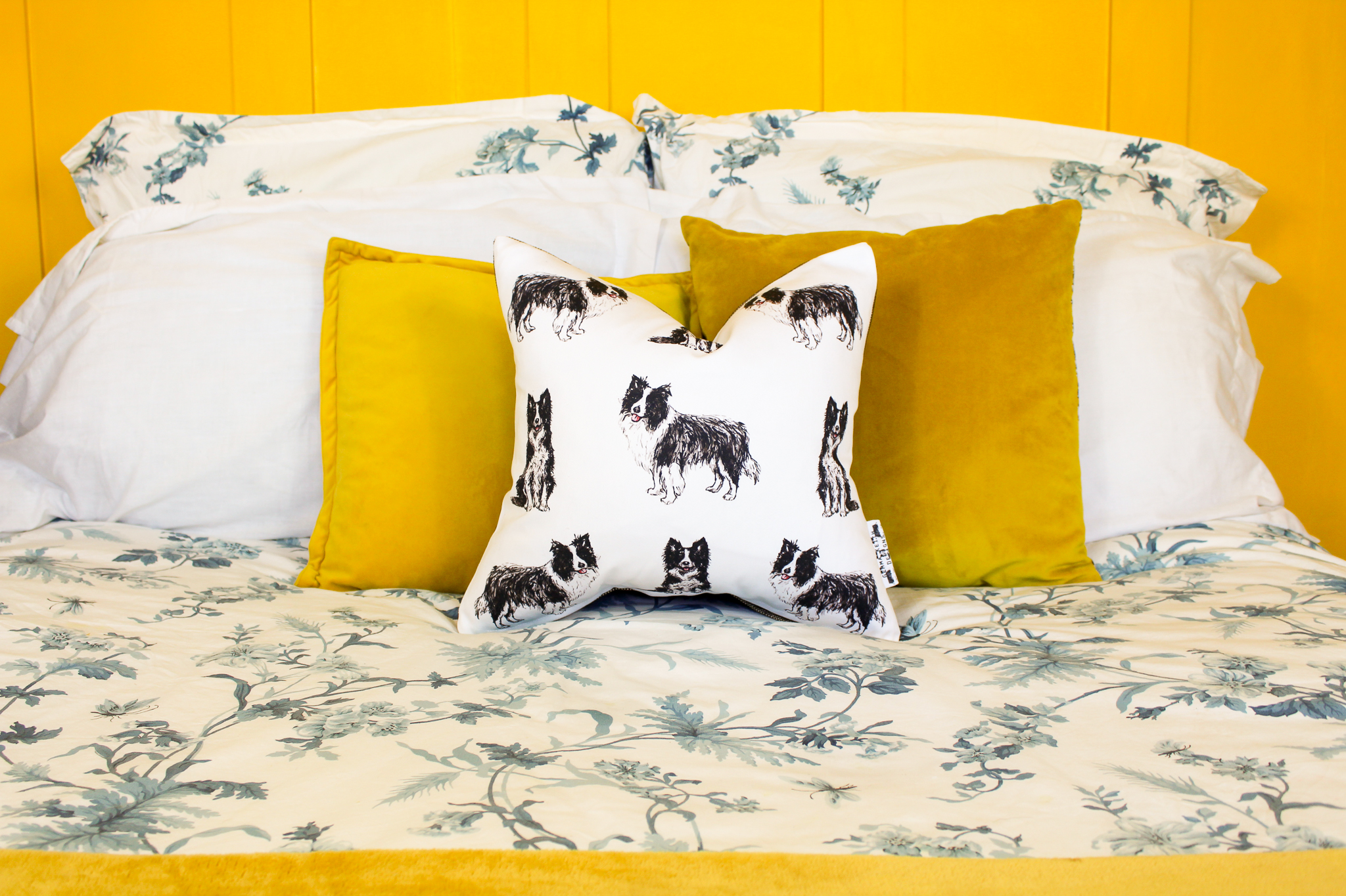 Border Collie Dog Print Handmade Cushion