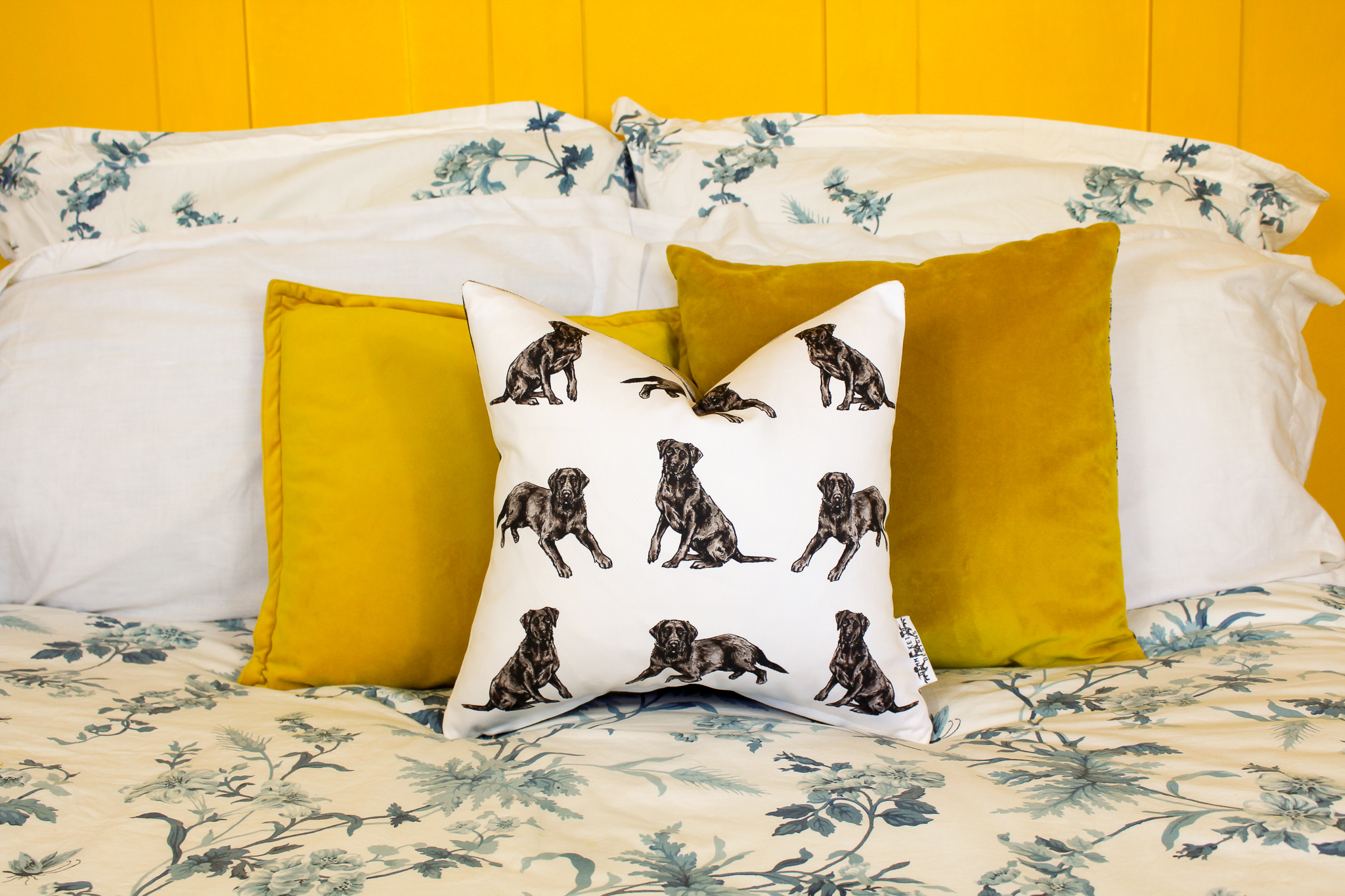 Black Labrador Dog Print Handmade Cushion