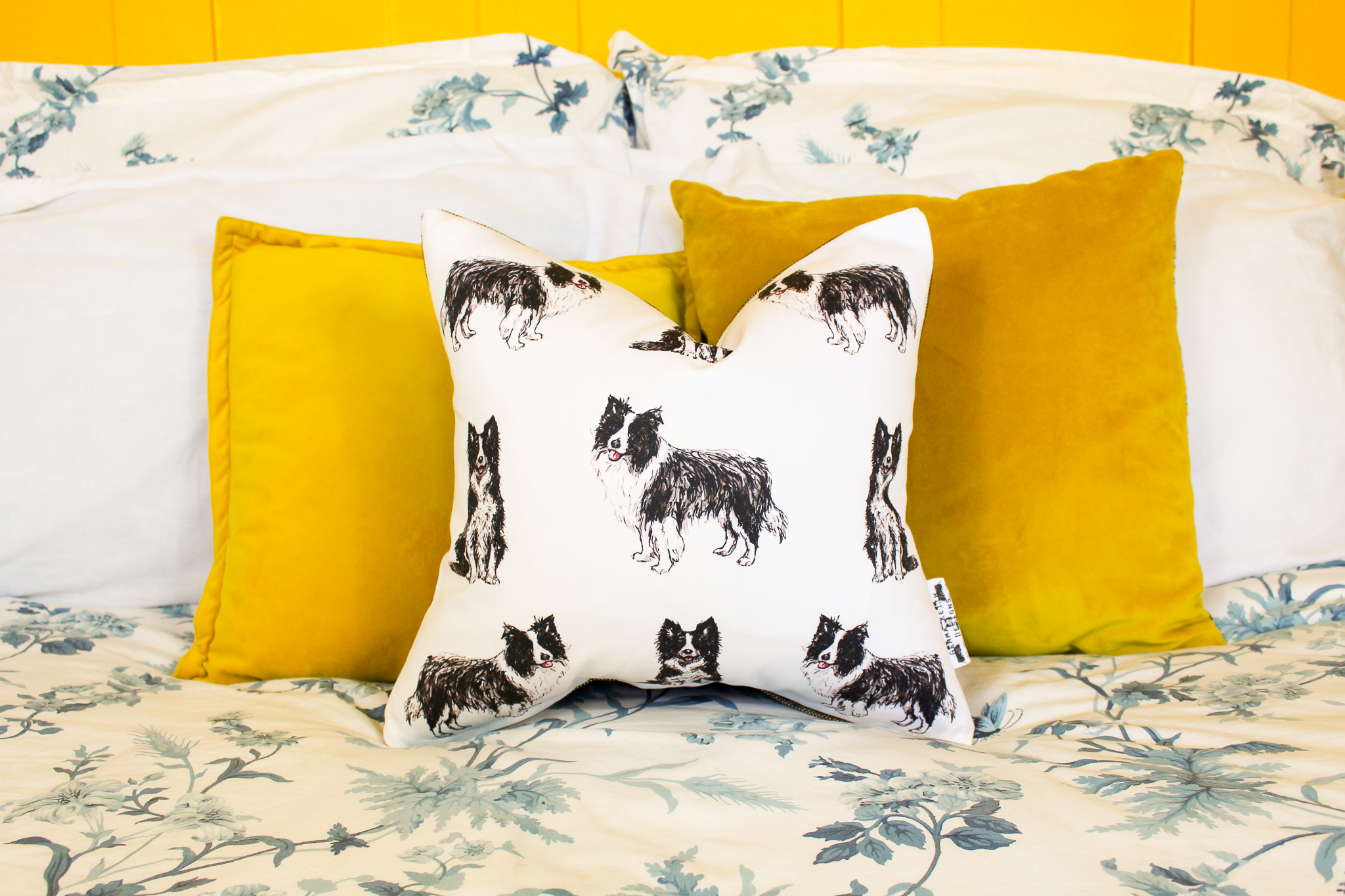 Border Collie Dog Print Handmade Cushion