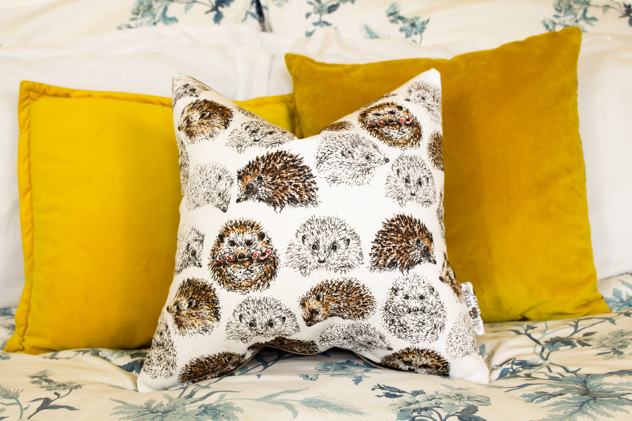 Hedgehog Print Handmade Cushion