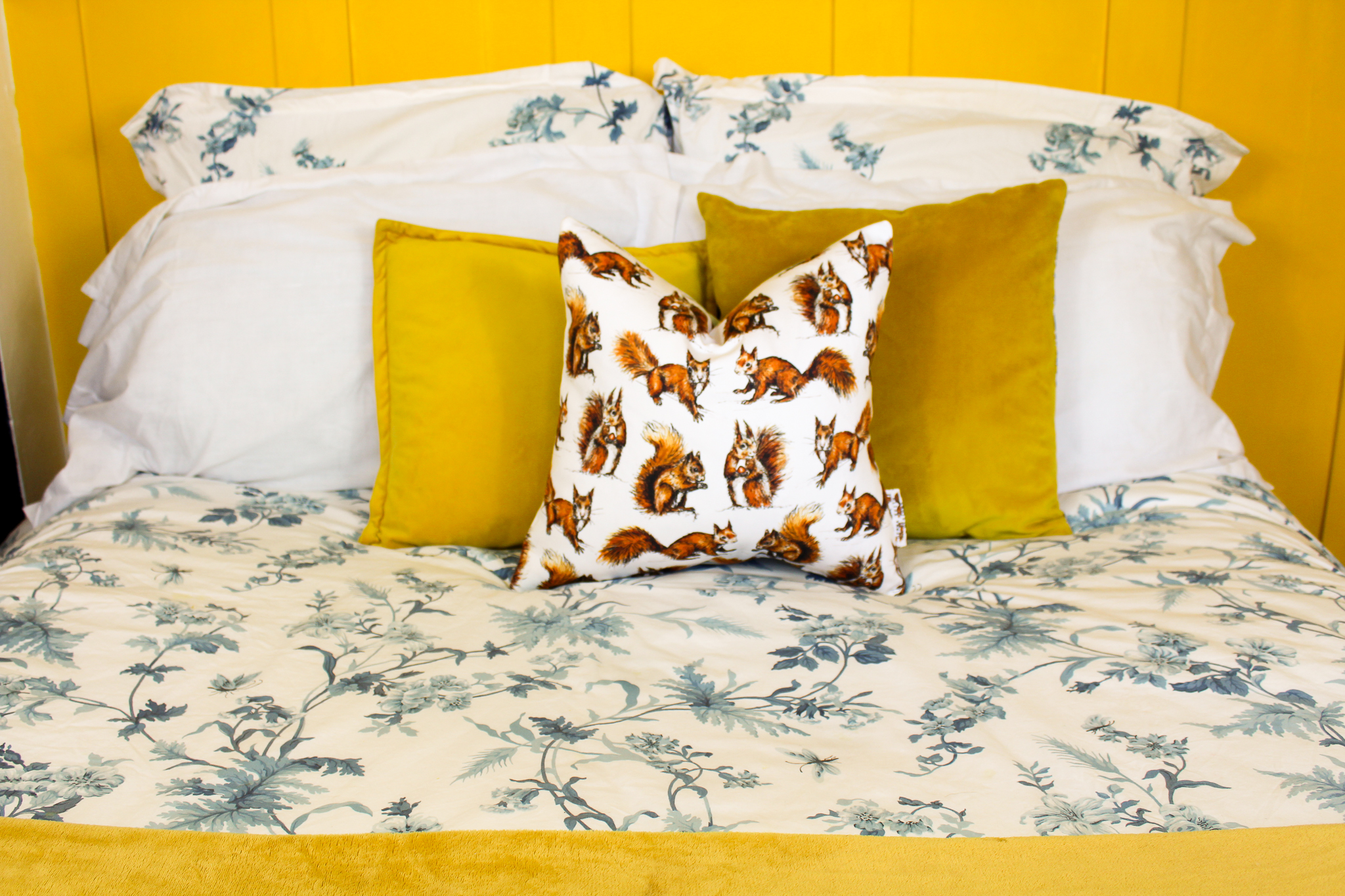 Red Squirrels Print Handmade Cushion