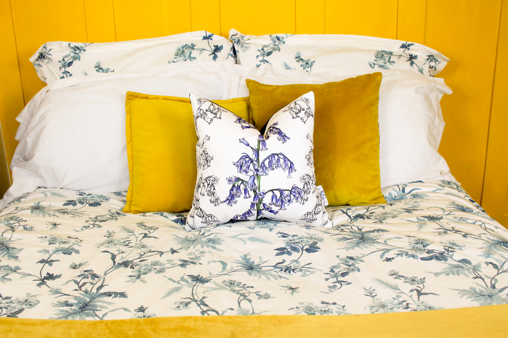 Bluebells Flower Print Handmade Cushion