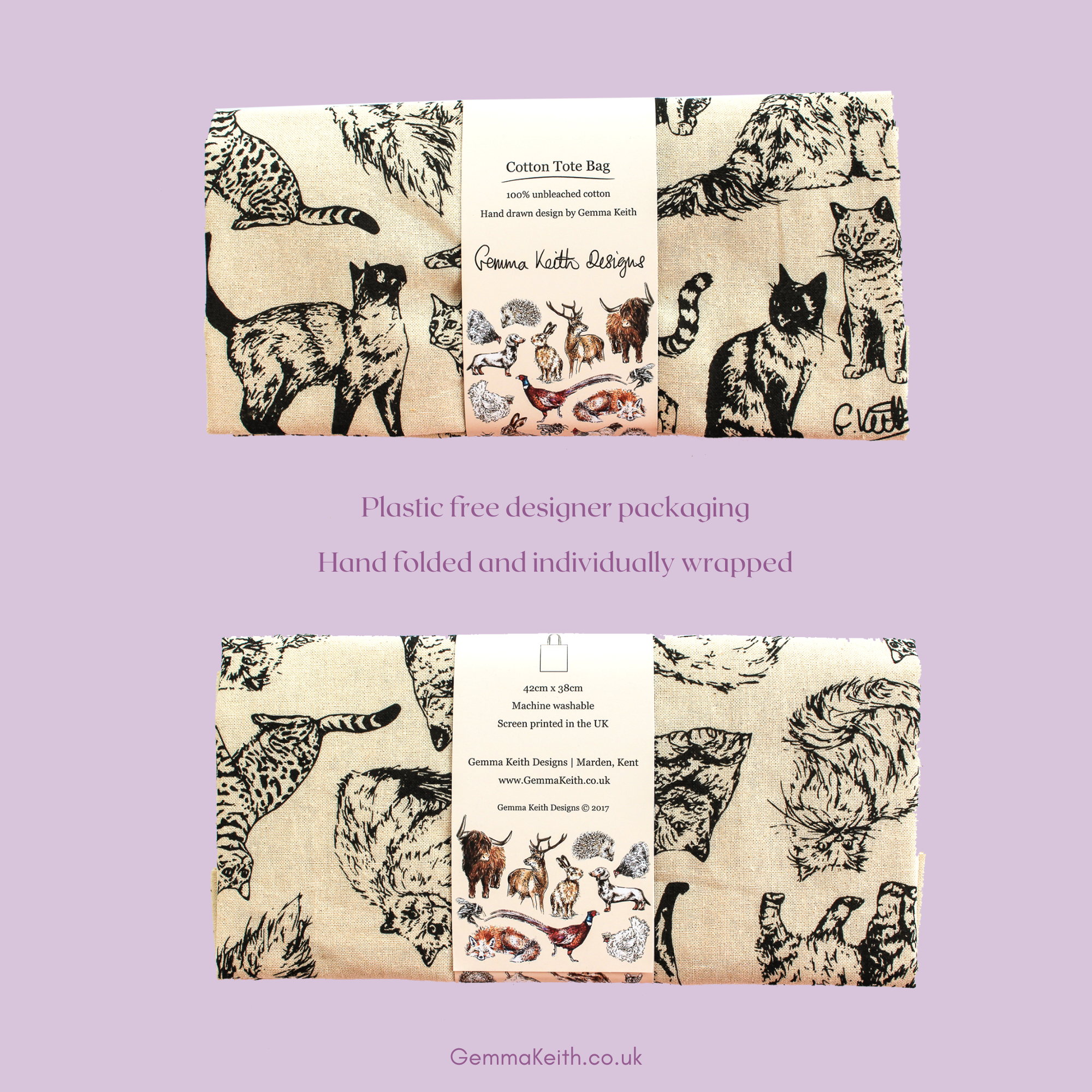 Cat Illustration Tote Bag