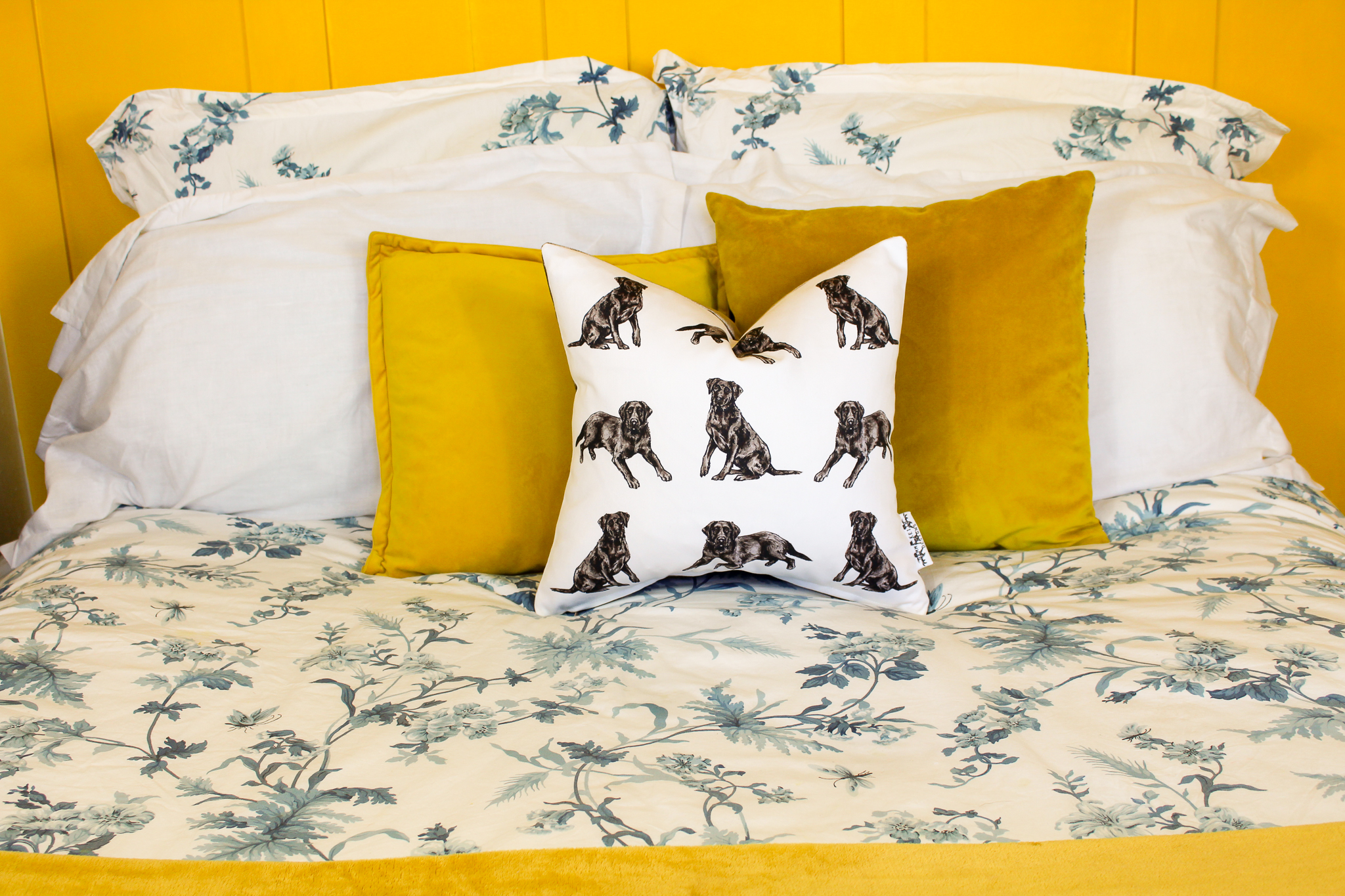 Black Labrador Dog Print Handmade Cushion