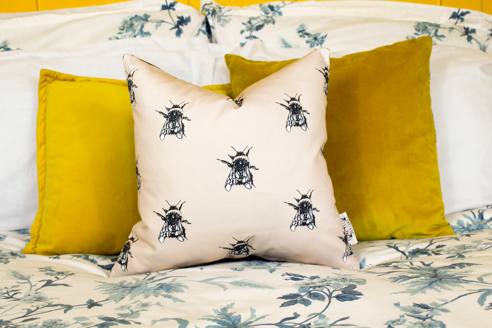 Bumble Bees Print Handmade Cushion