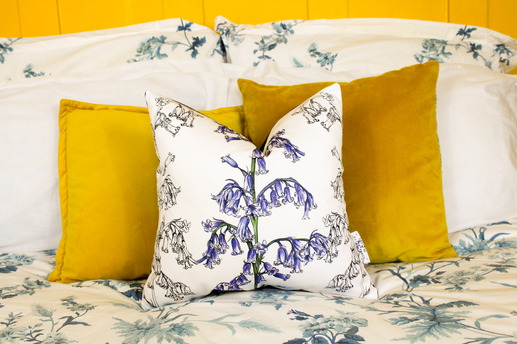 Bluebells Flower Print Handmade Cushion