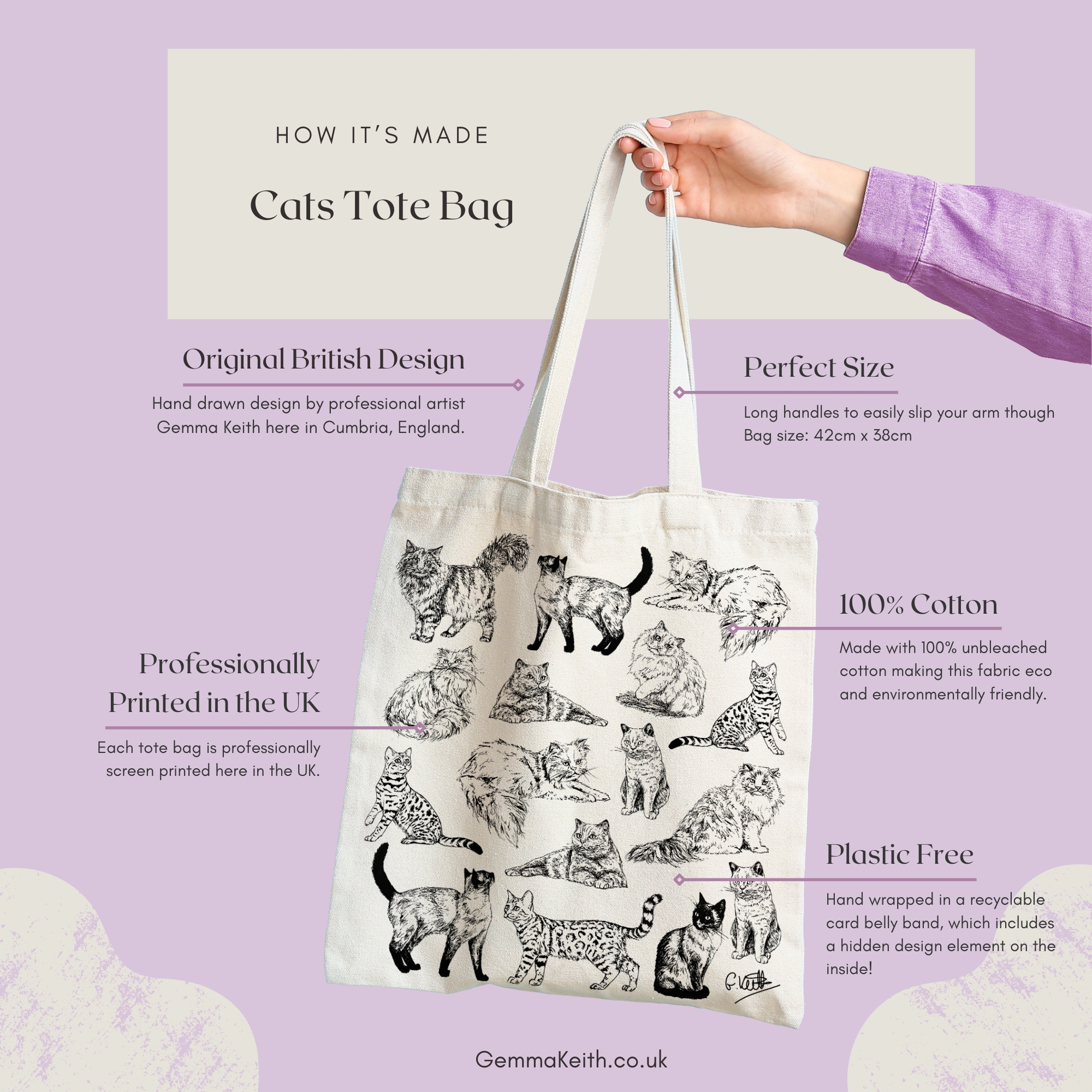 Cat Illustration Tote Bag