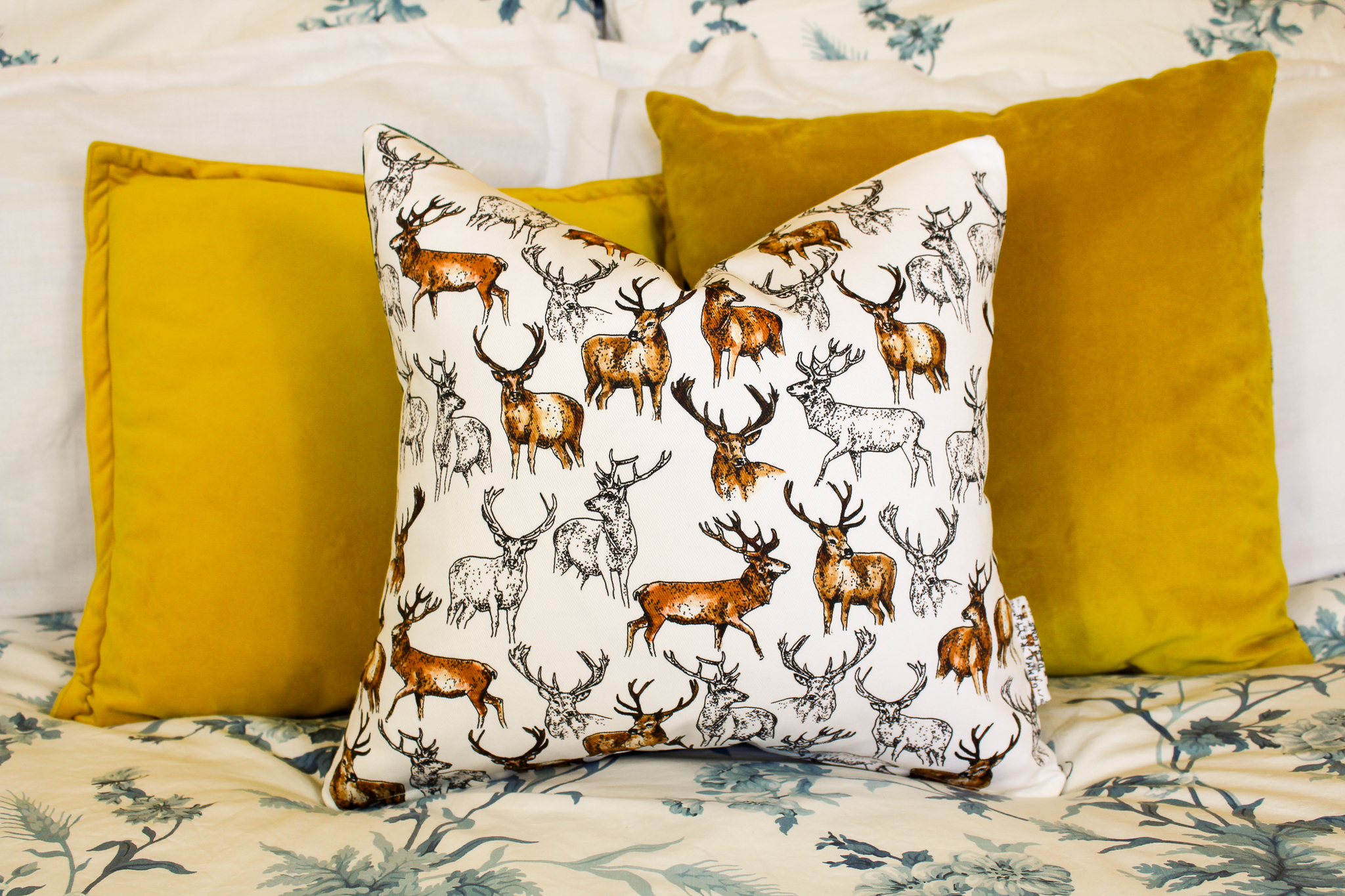 Stag Wildlife Deer Print Handmade Cushion