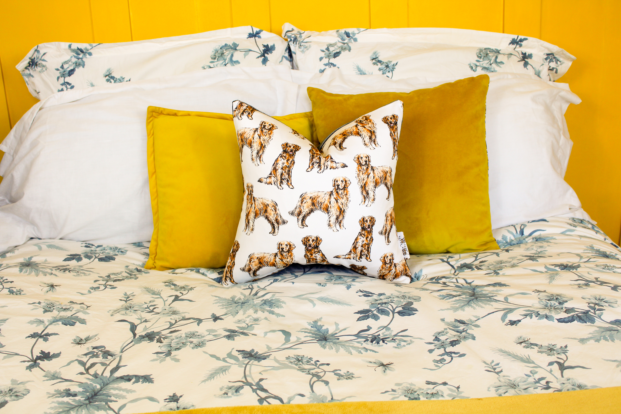 Golden Retriever Dog Print Handmade Cushion