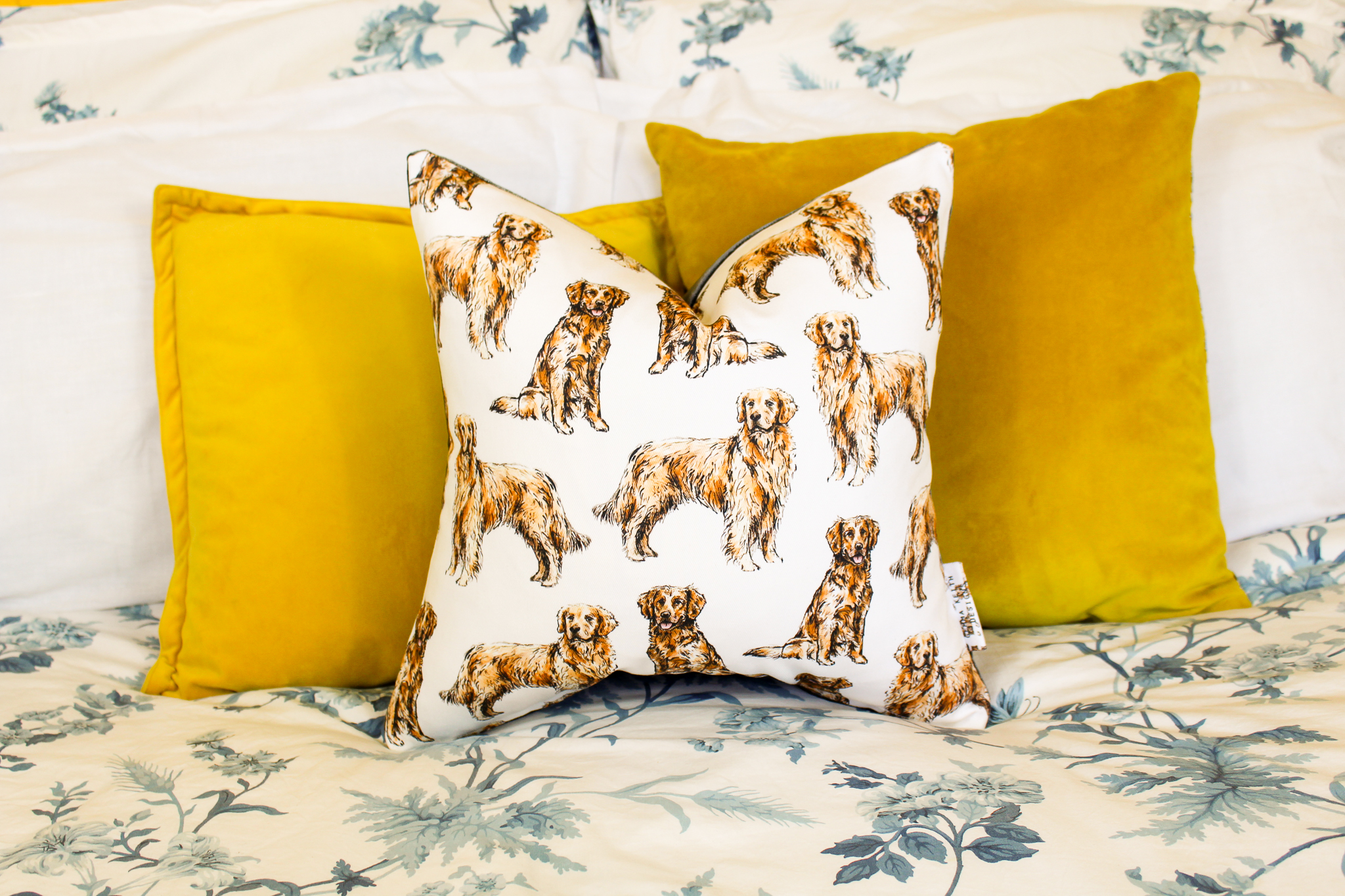 Golden Retriever Dog Print Handmade Cushion